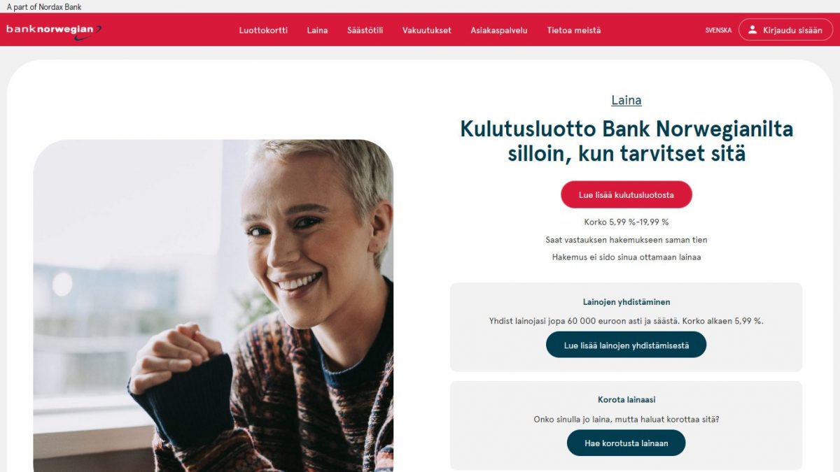 Bank Norwegian -sivusto